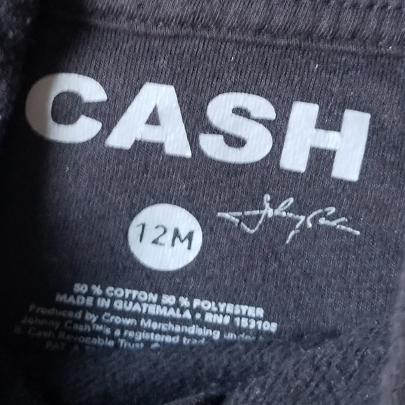 Johnny Cash 12 Month Unisex Black Hoodie with Print - Picture 3 of 3
